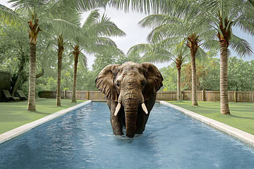 Elephant Swimming Laps Art Print