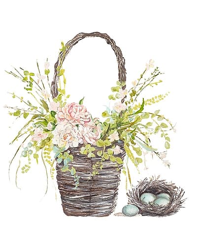 Spring Flower Basket Art Print