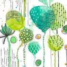 Green Stamped Leaves Square I Art Print