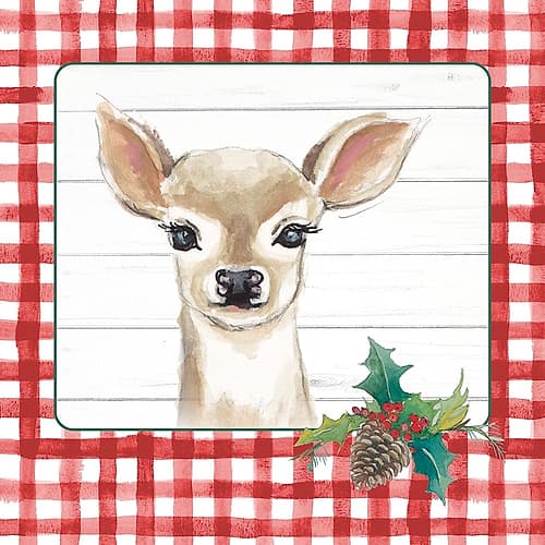 Red Plaid Woodland II Art Print