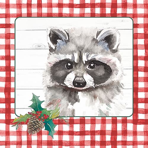 Red Plaid Woodland III Art Print