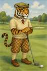 Tiger Golfing Art Print