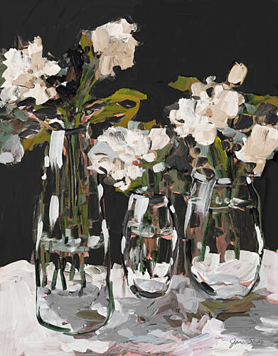 Three Flower Vases on Black Art Print