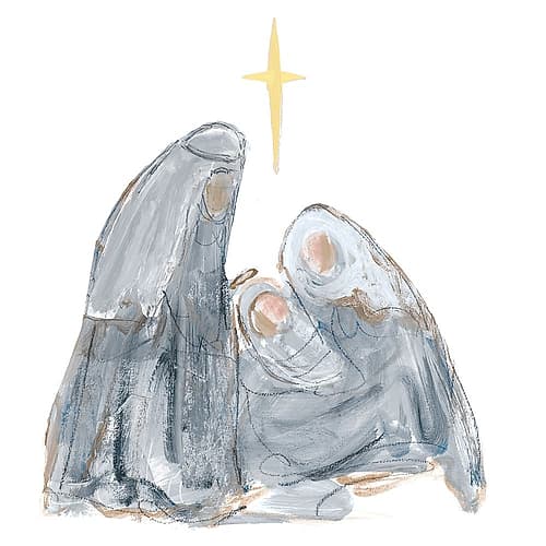 Gray and Gold Nativity with Star Art Print