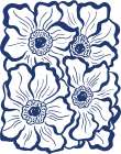 Navy Floral Linocut I Art Print