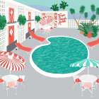 Mid Mod Motel and Pool Art Print