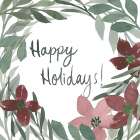 Poinsettia Happy Holidays Wreath Art Print