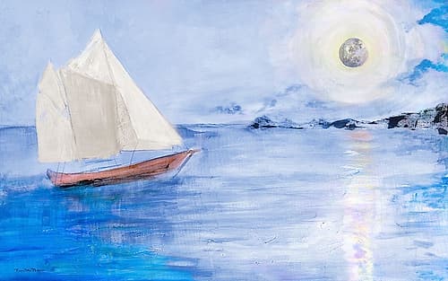 Sailing In Moonlight Coastal Print