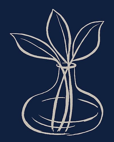 Line Leaves In Vase On Navy I Art Print