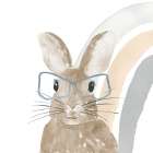 Rainbow Bunny With Glasses II Art Print