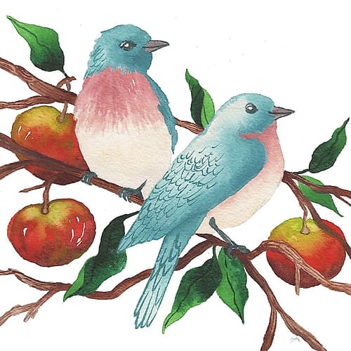Birds and Apples Art Print