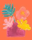 Simple Floral on Orange Art Print by Sd Graphics Studio