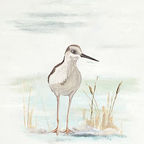 Stilt Bird on Blue II Art Print