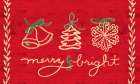 Merry And Bright Christmas Ornaments Art Print
