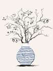 Navy Striped Vase I Art Print