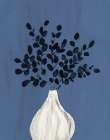 Olive Branches Vase I on Blue Art Print