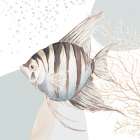 Ocean Oasis Bubbles Striped Fish Art Print