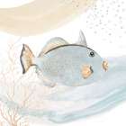 Ocean Oasis Waves Blue Fish Art Print