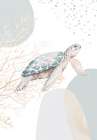 Ocean Oasis Bubbles Turtle Art Print