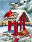 Snowy Birdhouse Art Print