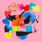 Splash Of Hearts on Pink Art Print