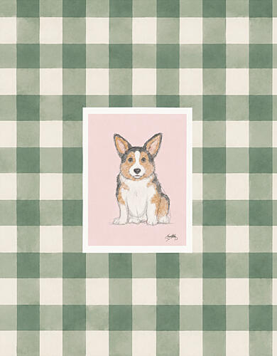Corgie on Plaid Art Print