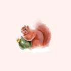 Holiday Woodland Squirrel Art Print