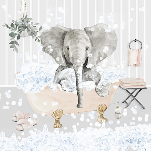 Splish Splash Elephant I Art Print