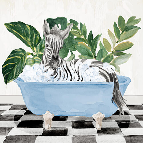 Zebra Bubbles BLue Art Print