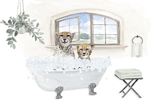 Cheetahs in a Bubble Bath Art Print