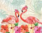 Beautiful Flamingos And Flowers Art Print