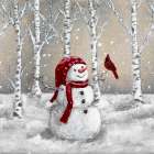 Snowman With His Friend Art Print