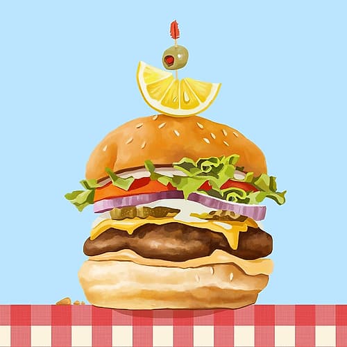 Burger With The Works Food Print