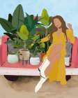 Woman With Plants Art Print