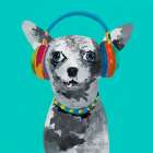 Jammin Pup on Teal Art Print