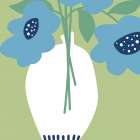 White Vase With Blue Flowers Art Print