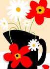 Red Flowers In Black Pitcher Art Print
