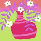 White Flowers In Red Vase Art Print