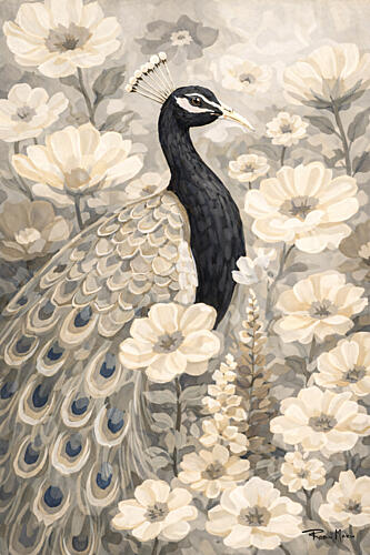 Elegant Floral Peacock Art Print