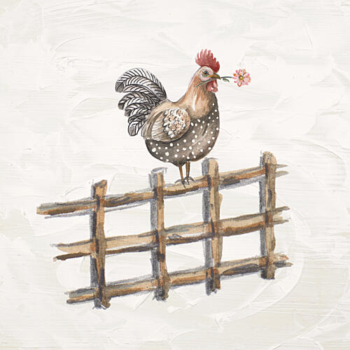 Hen on a Fence Art Print
