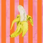 Banana On Orange Stripes Art Print