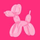 Dog Balloon Hot Pink Art Print