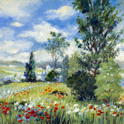 In a Field Near Vetheuil Art Print