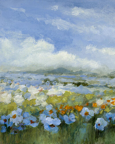 Following Blue Blooms I Art Print