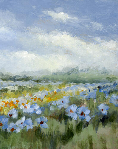 Following Blue Blooms II Art Print