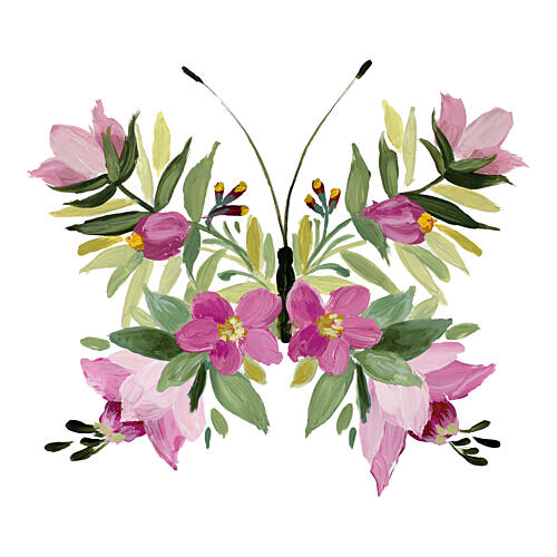 Butterfly Pink Blooms Art Print