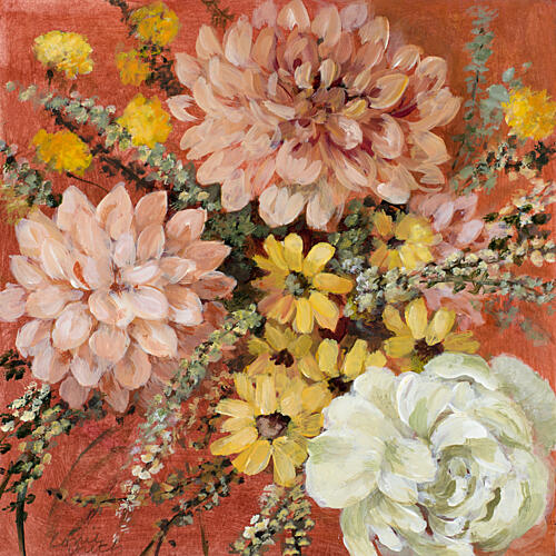 Daises and Dahlias Art Print