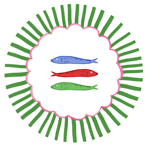Three Sardines Green Art Print