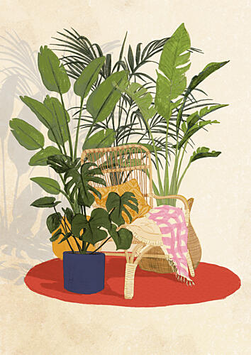 Moms Plant Corner Art Print by Louise Lucas