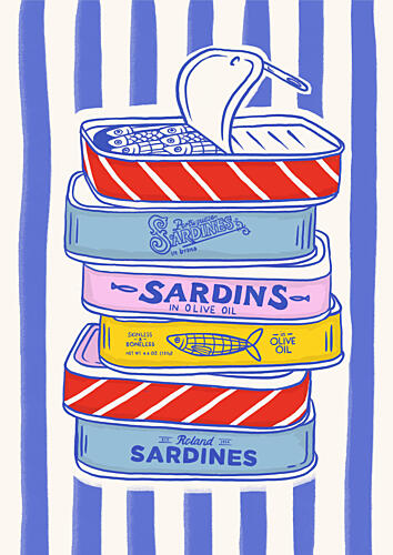 Tower of Sardine Cans Art Print by Louise Lucas